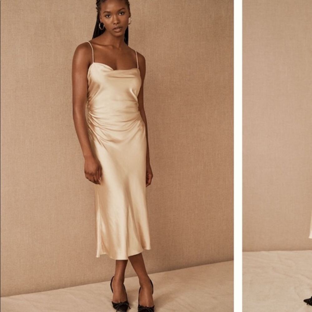 NWT Sachin & Babi Winter‎ Slip Dress in Gold Size 8 Satin Tie Back - Picture 5 of 14